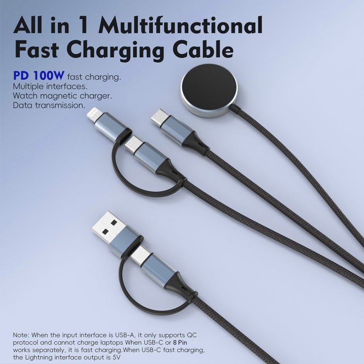 U33 1m PD100W USB-A / USB-C All in 1 Multifunctional Fast Charging Cable