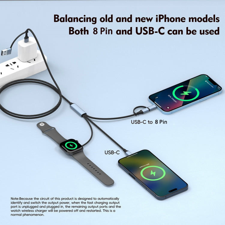 U33 1m PD100W USB-A / USB-C All in 1 Multifunctional Fast Charging Cable