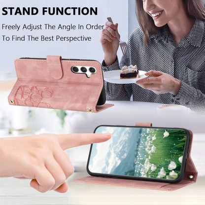 Tulips Embossed Leather Phone Case with Lanyard, For Samsung Galaxy S25+ 5G, For Samsung Galaxy S25 Ultra 5G, For Samsung Galaxy S24 FE 5G, For Samsung Galaxy S24 Ultra 5G, For Samsung Galaxy S24+ 5G, For Samsung Galaxy S24 5G                          ...