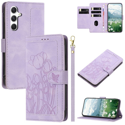 Tulips Embossed Leather Phone Case with Lanyard, For Samsung Galaxy S25+ 5G, For Samsung Galaxy S25 Ultra 5G, For Samsung Galaxy S24 FE 5G, For Samsung Galaxy S24 Ultra 5G, For Samsung Galaxy S24+ 5G, For Samsung Galaxy S24 5G                          ...