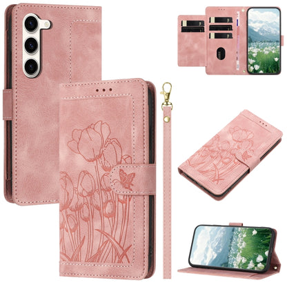 Tulips Embossed Leather Phone Case with Lanyard, For Samsung Galaxy S23+ 5G, For Samsung Galaxy S23 5G, For Samsung Galaxy S20 FE, For Samsung Galaxy S22 Ultra 5G, For Samsung Galaxy S22+ 5G, For Samsung Galaxy S22 5G, For Samsung Galaxy S21 FE 5G     ...