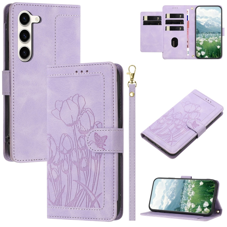 Tulips Embossed Leather Phone Case with Lanyard, For Samsung Galaxy S23+ 5G, For Samsung Galaxy S23 5G, For Samsung Galaxy S20 FE, For Samsung Galaxy S22 Ultra 5G, For Samsung Galaxy S22+ 5G, For Samsung Galaxy S22 5G, For Samsung Galaxy S21 FE 5G     ...