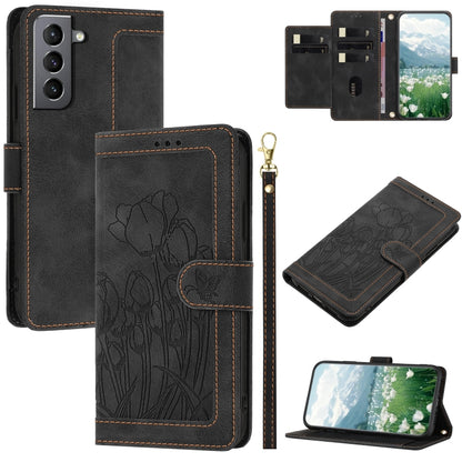 Tulips Embossed Leather Phone Case with Lanyard, For Samsung Galaxy S23+ 5G, For Samsung Galaxy S23 5G, For Samsung Galaxy S20 FE, For Samsung Galaxy S22 Ultra 5G, For Samsung Galaxy S22+ 5G, For Samsung Galaxy S22 5G, For Samsung Galaxy S21 FE 5G     ...