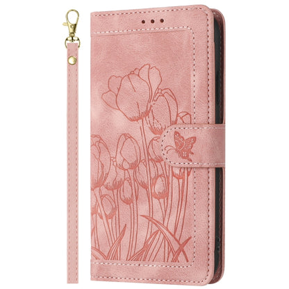 Tulips Embossed Leather Phone Case with Lanyard, For Samsung Galaxy S21+ 5G, For Samsung Galaxy S21 Ultra 5G
