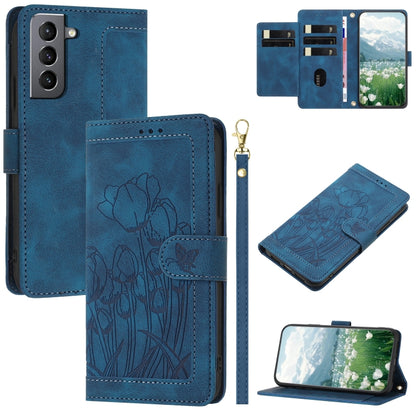 Tulips Embossed Leather Phone Case with Lanyard, For Samsung Galaxy S21+ 5G, For Samsung Galaxy S21 Ultra 5G