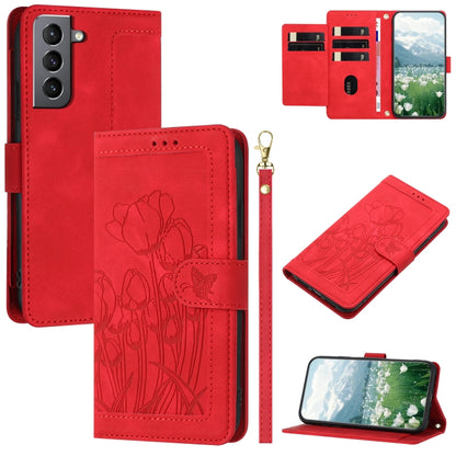 Tulips Embossed Leather Phone Case with Lanyard, For Samsung Galaxy S23+ 5G, For Samsung Galaxy S23 5G, For Samsung Galaxy S20 FE, For Samsung Galaxy S22 Ultra 5G, For Samsung Galaxy S22+ 5G, For Samsung Galaxy S22 5G, For Samsung Galaxy S21 FE 5G     ...