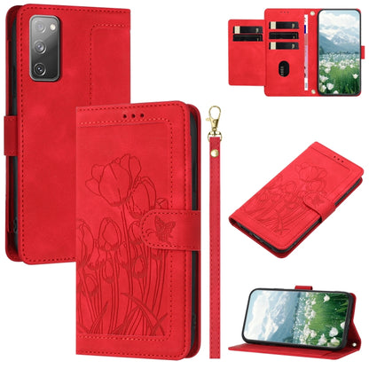 Tulips Embossed Leather Phone Case with Lanyard, For Samsung Galaxy S23+ 5G, For Samsung Galaxy S23 5G, For Samsung Galaxy S20 FE, For Samsung Galaxy S22 Ultra 5G, For Samsung Galaxy S22+ 5G, For Samsung Galaxy S22 5G, For Samsung Galaxy S21 FE 5G     ...