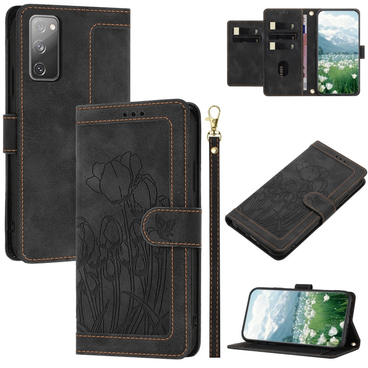 Tulips Embossed Leather Phone Case with Lanyard, For Samsung Galaxy S23+ 5G, For Samsung Galaxy S23 5G, For Samsung Galaxy S20 FE, For Samsung Galaxy S22 Ultra 5G, For Samsung Galaxy S22+ 5G, For Samsung Galaxy S22 5G, For Samsung Galaxy S21 FE 5G     ...
