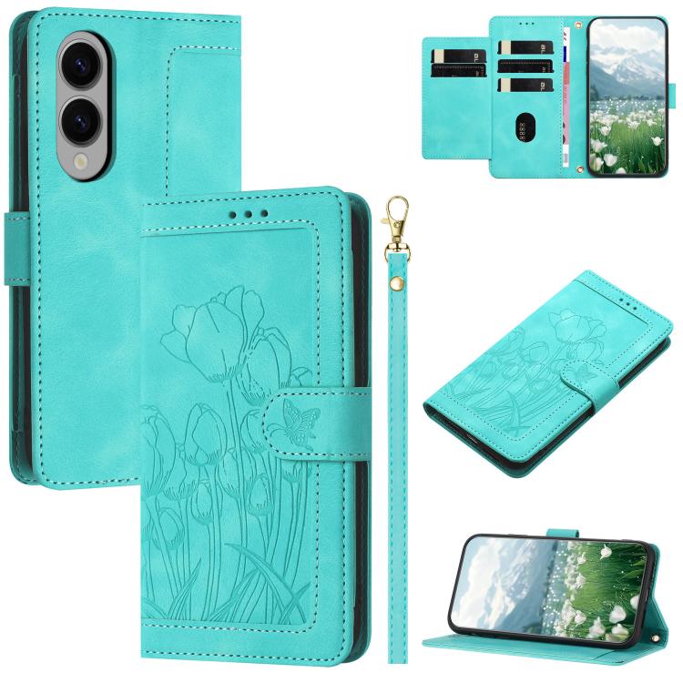 Tulips Embossed Leather Phone Case with Lanyard, For Samsung Galaxy S26+ 5G, For Samsung Galaxy S26 Edge 5G, For Samsung Galaxy S26 Ultra 5G, For Samsung Galaxy S26 5G, For Samsung Galaxy S25 Edge 5G, For Samsung Galaxy S25 5G, For Samsung Galaxy S25+ ...