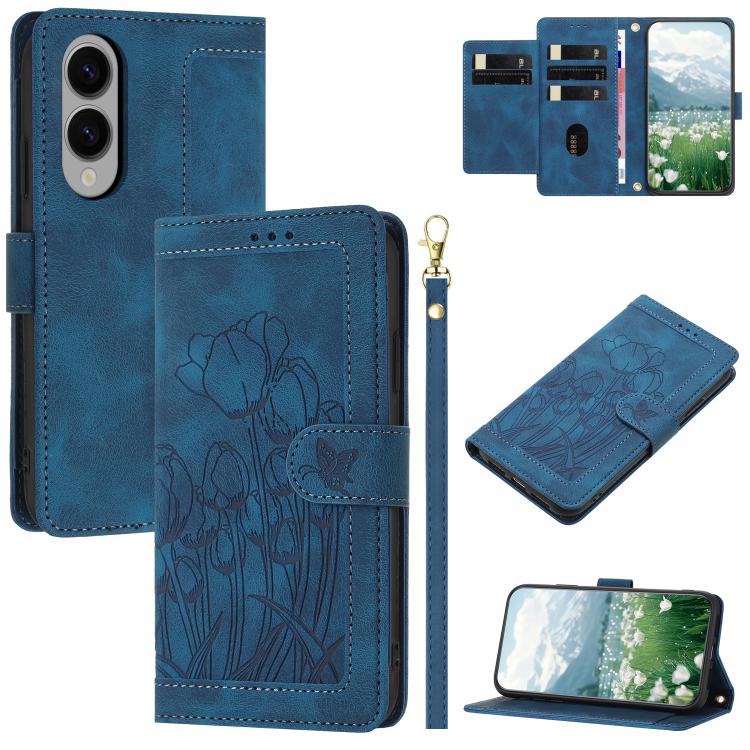 Tulips Embossed Leather Phone Case with Lanyard, For Samsung Galaxy S26 FE 5G, For Samsung Galaxy S26+ 5G, For Samsung Galaxy S26 Edge 5G, For Samsung Galaxy S26 Ultra 5G, For Samsung Galaxy S26 5G, For Samsung Galaxy S25 FE 5G                         ...