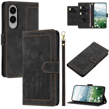 Tulips Embossed Leather Phone Case with Lanyard, For Samsung Galaxy S26 FE 5G, For Samsung Galaxy S26+ 5G, For Samsung Galaxy S26 Edge 5G, For Samsung Galaxy S26 Ultra 5G, For Samsung Galaxy S26 5G, For Samsung Galaxy S25 FE 5G                         ...