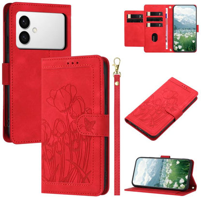 Tulips Embossed Leather Phone Case with Lanyard, For Samsung Galaxy S26 FE 5G, For Samsung Galaxy S26+ 5G, For Samsung Galaxy S26 Edge 5G, For Samsung Galaxy S26 Ultra 5G, For Samsung Galaxy S26 5G, For Samsung Galaxy S25 FE 5G                         ...