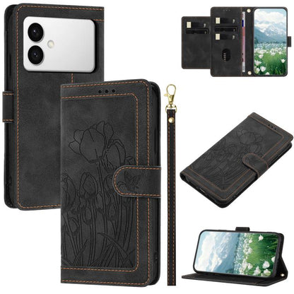 Tulips Embossed Leather Phone Case with Lanyard, For Samsung Galaxy S26 FE 5G, For Samsung Galaxy S26+ 5G, For Samsung Galaxy S26 Edge 5G, For Samsung Galaxy S26 Ultra 5G, For Samsung Galaxy S26 5G, For Samsung Galaxy S25 FE 5G                         ...
