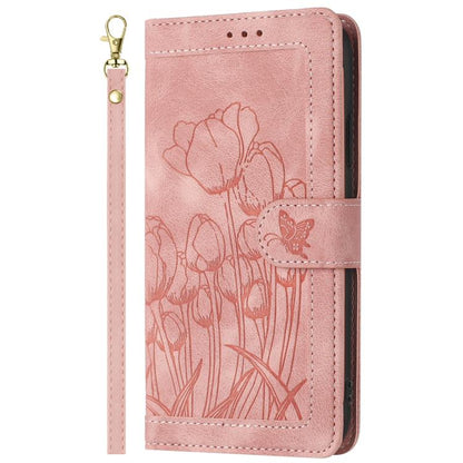 Tulips Embossed Leather Phone Case with Lanyard, For Samsung Galaxy S26 FE 5G, For Samsung Galaxy S26+ 5G, For Samsung Galaxy S26 Edge 5G, For Samsung Galaxy S26 Ultra 5G, For Samsung Galaxy S26 5G, For Samsung Galaxy S25 FE 5G                         ...
