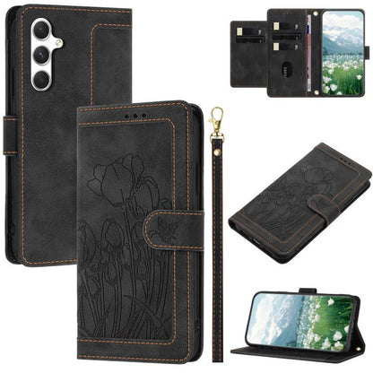 Tulips Embossed Leather Phone Case with Lanyard, For Samsung Galaxy S26 FE 5G, For Samsung Galaxy S26+ 5G, For Samsung Galaxy S26 Edge 5G, For Samsung Galaxy S26 Ultra 5G, For Samsung Galaxy S26 5G, For Samsung Galaxy S25 FE 5G                         ...
