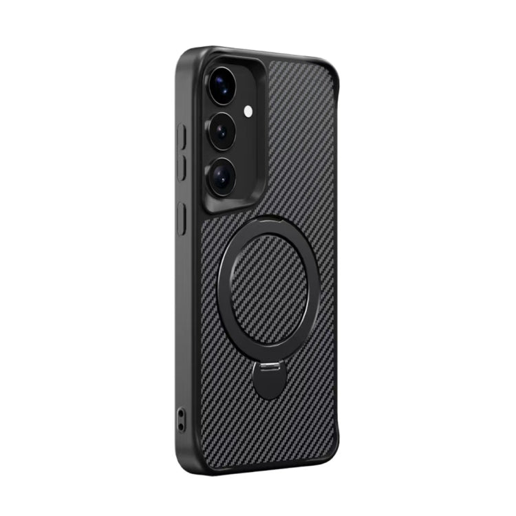Carbon Fiber Texture 360 MagSafe Holder Phone Case, For Samsung Galaxy S26 5G, For Samsung Galaxy S25 / S24 5G, For Samsung Galaxy S25+ / S24+ 5G, For Samsung Galaxy S25 Ultra 5G, For Samsung Galaxy S24 Ultra 5G