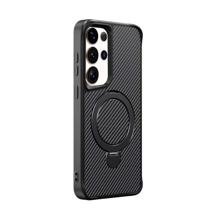 Carbon Fiber Texture 360 MagSafe Holder Phone Case, For Samsung Galaxy S26 5G, For Samsung Galaxy S25 / S24 5G, For Samsung Galaxy S25+ / S24+ 5G, For Samsung Galaxy S25 Ultra 5G, For Samsung Galaxy S24 Ultra 5G