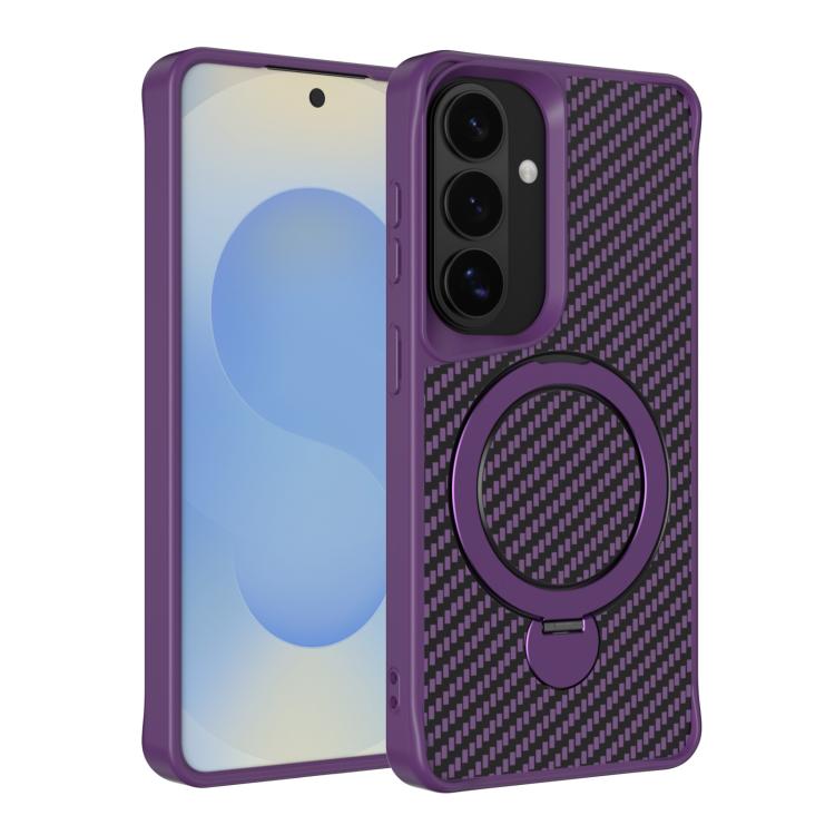 Carbon Fiber Texture 360 MagSafe Holder Phone Case, For Samsung Galaxy S26 5G, For Samsung Galaxy S25 / S24 5G, For Samsung Galaxy S25+ / S24+ 5G, For Samsung Galaxy S25 Ultra 5G, For Samsung Galaxy S24 Ultra 5G