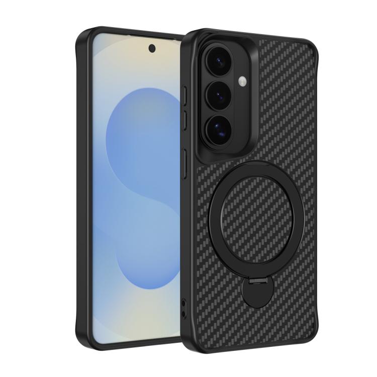 Carbon Fiber Texture 360 MagSafe Holder Phone Case, For Samsung Galaxy S26 5G, For Samsung Galaxy S25 / S24 5G, For Samsung Galaxy S25+ / S24+ 5G, For Samsung Galaxy S25 Ultra 5G, For Samsung Galaxy S24 Ultra 5G
