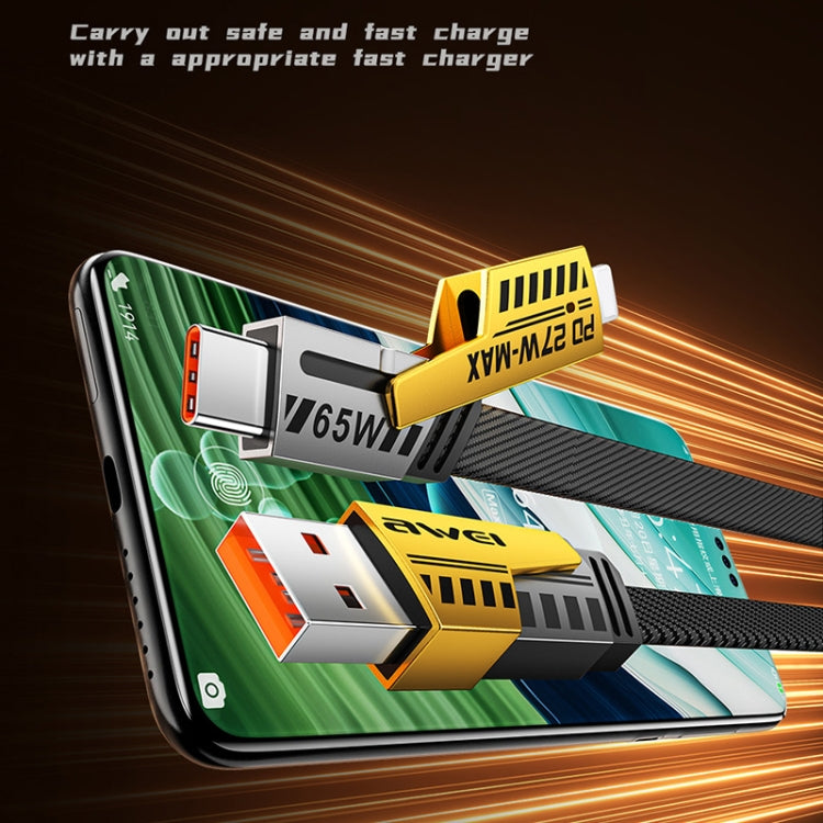 awei CL-226 65W USB/Type-C to 8 Pin/Type-C 4 in 1 Fast Charging Data Cable, Length: 1m
