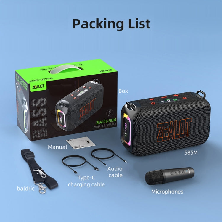 Zealot S85M 50W Outdoor Portable Bluetooth Speaker with Microphone