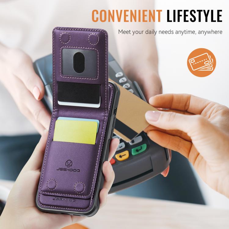 JEEHOOD J06 British Style RFID MagSafe Card Bag PU Phone Case