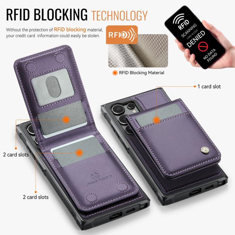 JEEHOOD J06 British Style RFID MagSafe Card Bag PU Phone Case, For Samsung Galaxy S24 Ultra 5G, For Samsung Galaxy S24+ 5G, For Samsung Galaxy S24 5G, For Samsung Galaxy S23 Ultra 5G