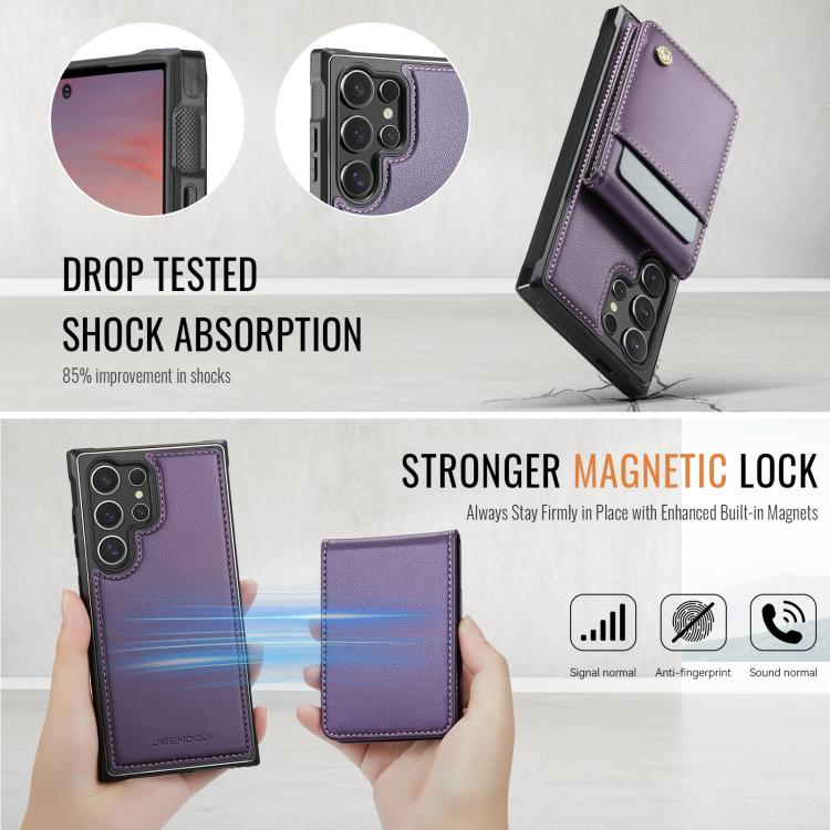 JEEHOOD J06 British Style RFID MagSafe Card Bag PU Phone Case, For Samsung Galaxy S24 Ultra 5G, For Samsung Galaxy S24+ 5G, For Samsung Galaxy S24 5G, For Samsung Galaxy S23 Ultra 5G