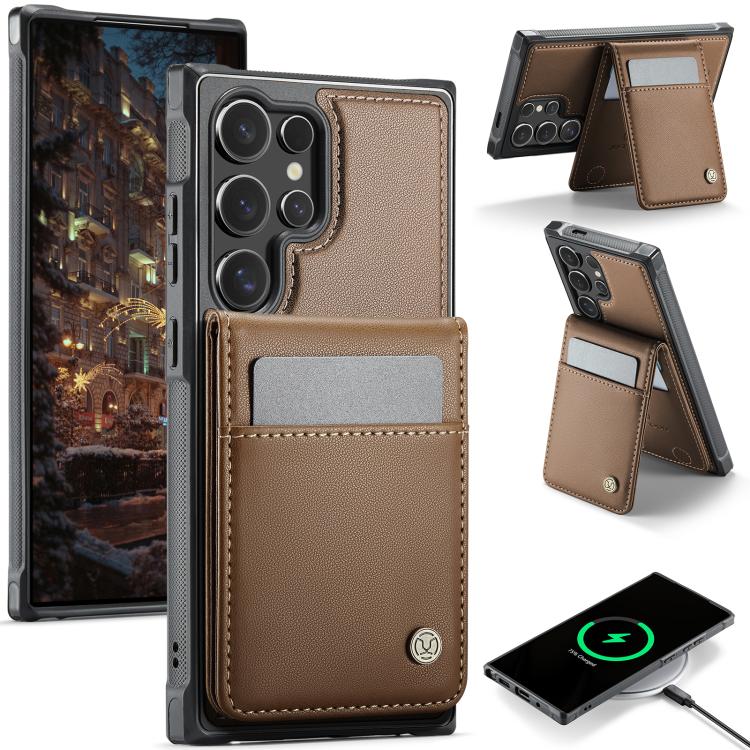 JEEHOOD J06 British Style RFID MagSafe Card Bag PU Phone Case, For Samsung Galaxy S24 Ultra 5G, For Samsung Galaxy S24+ 5G, For Samsung Galaxy S24 5G, For Samsung Galaxy S23 Ultra 5G