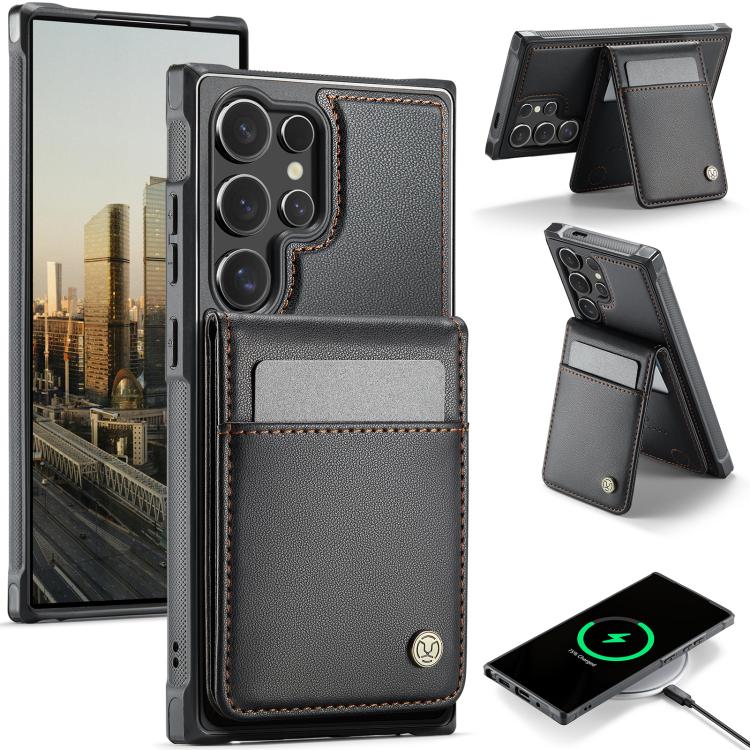 JEEHOOD J06 British Style RFID MagSafe Card Bag PU Phone Case, For Samsung Galaxy S26+ 5G, For Samsung Galaxy S26 Ultra 5G, For Samsung Galaxy S26 5G, For Samsung Galaxy S25 Edge 5G, For Samsung Galaxy S25 5G, For Samsung Galaxy S25+ 5G                ...