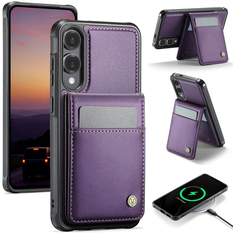 JEEHOOD J06 British Style RFID MagSafe Card Bag PU Phone Case, For Galaxy S26 FE 5G, For Samsung Galaxy S26+ 5G, For Samsung Galaxy S26 Ultra 5G, For Samsung Galaxy S26 5G, For Galaxy S25 FE 5G, For Samsung Galaxy S25 Edge 5G, For Samsung Galaxy S25 5G...