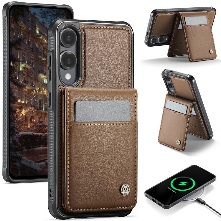 JEEHOOD J06 British Style RFID MagSafe Card Bag PU Phone Case, For Samsung Galaxy S26+ 5G, For Samsung Galaxy S26 Ultra 5G, For Samsung Galaxy S26 5G, For Samsung Galaxy S25 Edge 5G, For Samsung Galaxy S25 5G, For Samsung Galaxy S25+ 5G                ...