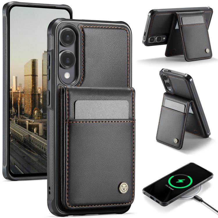 JEEHOOD J06 British Style RFID MagSafe Card Bag PU Phone Case, For Samsung Galaxy S26+ 5G, For Samsung Galaxy S26 Ultra 5G, For Samsung Galaxy S26 5G, For Samsung Galaxy S25 Edge 5G, For Samsung Galaxy S25 5G, For Samsung Galaxy S25+ 5G                ...