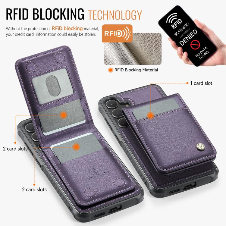 JEEHOOD J06 British Style RFID MagSafe Card Bag PU Phone Case, For Galaxy S26 FE 5G, For Samsung Galaxy S26+ 5G, For Samsung Galaxy S26 Ultra 5G, For Samsung Galaxy S26 5G, For Galaxy S25 FE 5G, For Samsung Galaxy S25 Edge 5G, For Samsung Galaxy S25 5G...