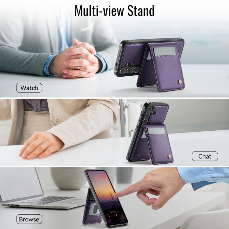JEEHOOD J06 British Style RFID MagSafe Card Bag PU Phone Case, For Galaxy S26 FE 5G, For Samsung Galaxy S26+ 5G, For Samsung Galaxy S26 Ultra 5G, For Samsung Galaxy S26 5G, For Galaxy S25 FE 5G, For Samsung Galaxy S25 Edge 5G, For Samsung Galaxy S25 5G...