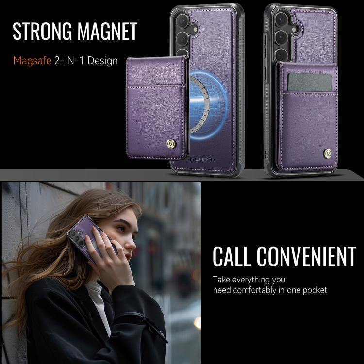 JEEHOOD J06 British Style RFID MagSafe Card Bag PU Phone Case, For Galaxy S26 FE 5G, For Samsung Galaxy S26+ 5G, For Samsung Galaxy S26 Ultra 5G, For Samsung Galaxy S26 5G, For Galaxy S25 FE 5G, For Samsung Galaxy S25 Edge 5G, For Samsung Galaxy S25 5G...