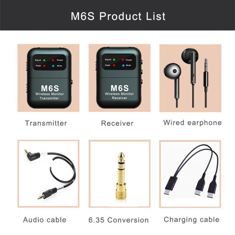 M6S Stereo Wireless In-Ear Monitor System 2.4G Transmitter & Receiver