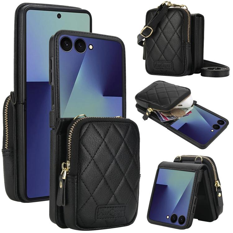 AwQuer Crossbody Zipper Wallet Bag Litchi Leather Phone Case