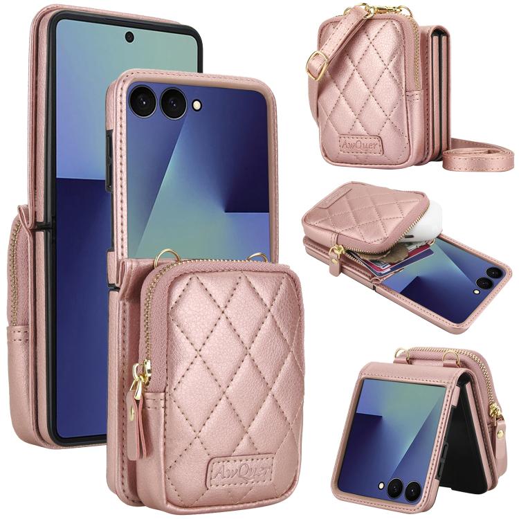 AwQuer Crossbody Zipper Wallet Bag Litchi Leather Phone Case