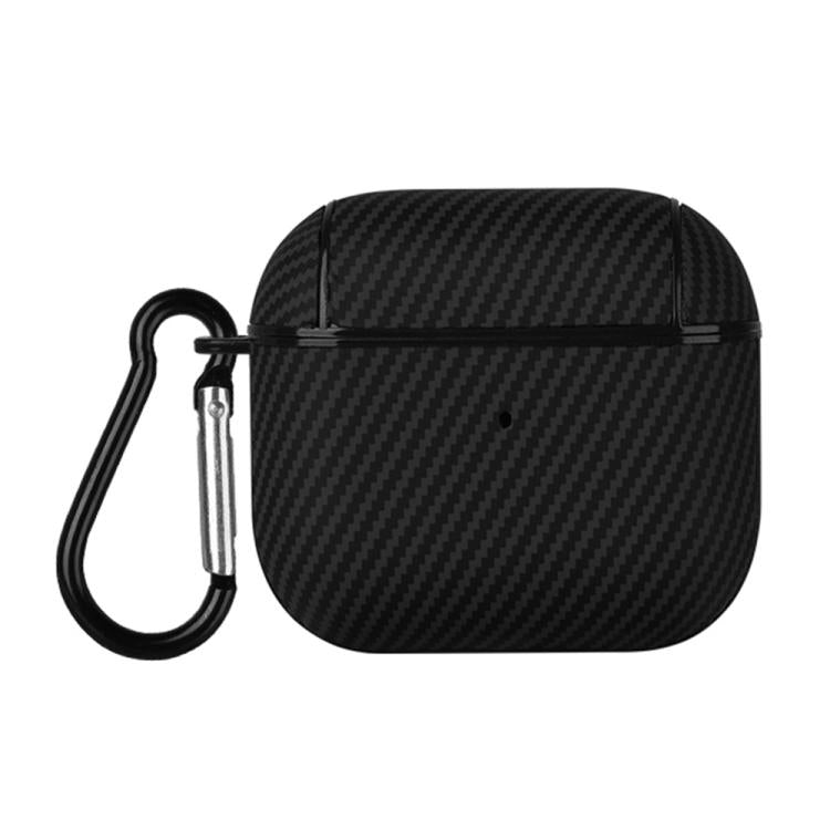 Carbon Fibre Texture PU Earbuds Box PC Case with Hook