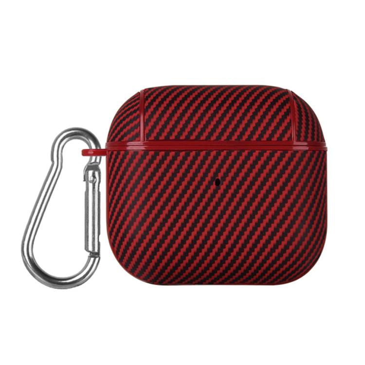 Carbon Fibre Texture PU Earbuds Box PC Case with Hook