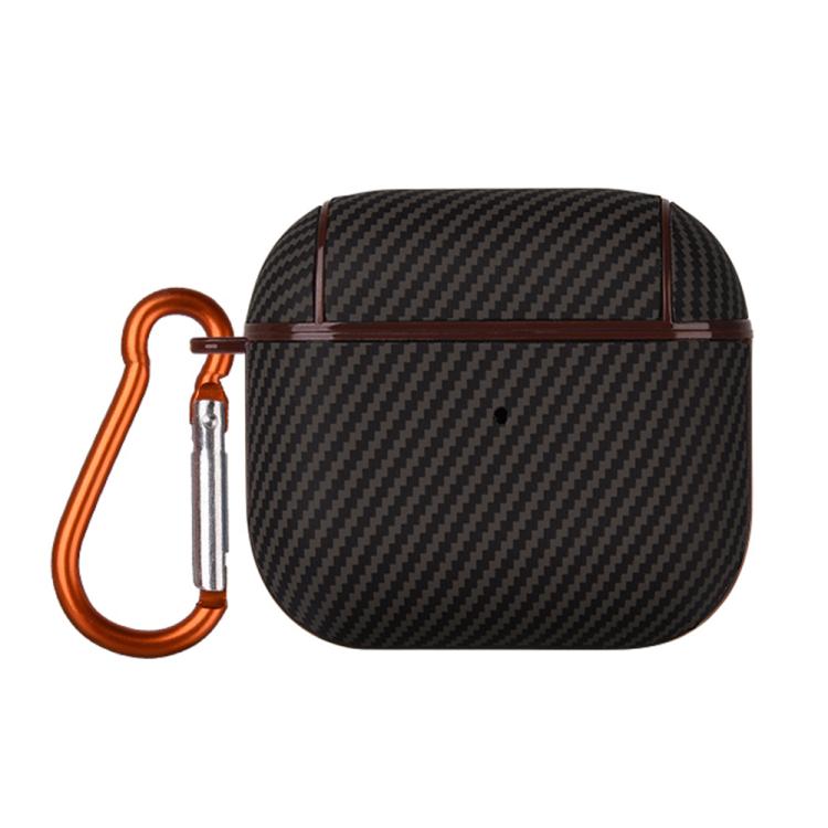 Carbon Fibre Texture PU Earbuds Box PC Case with Hook