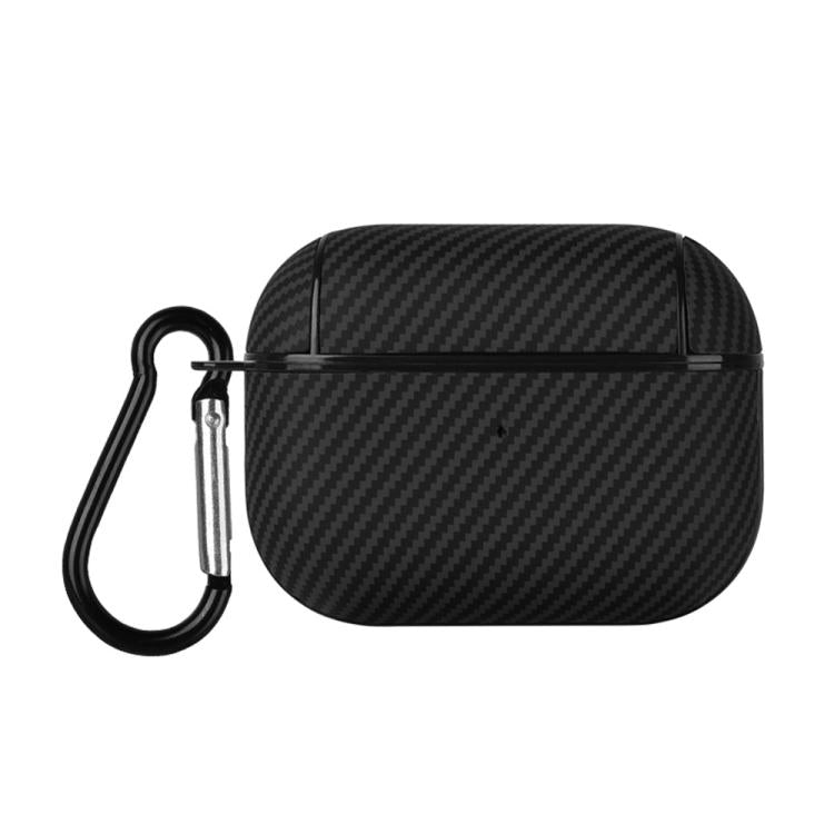 Carbon Fibre Texture PU Earbuds Box PC Case with Hook