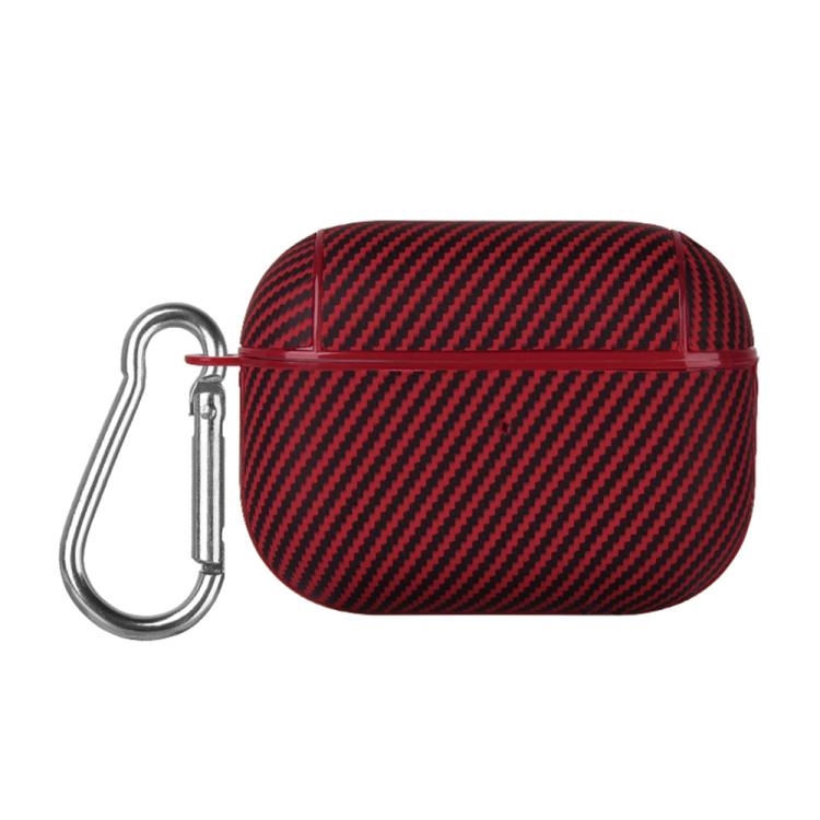 Carbon Fibre Texture PU Earbuds Box PC Case with Hook