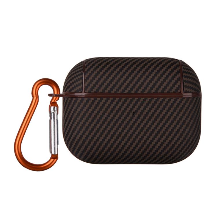 Carbon Fibre Texture PU Earbuds Box PC Case with Hook