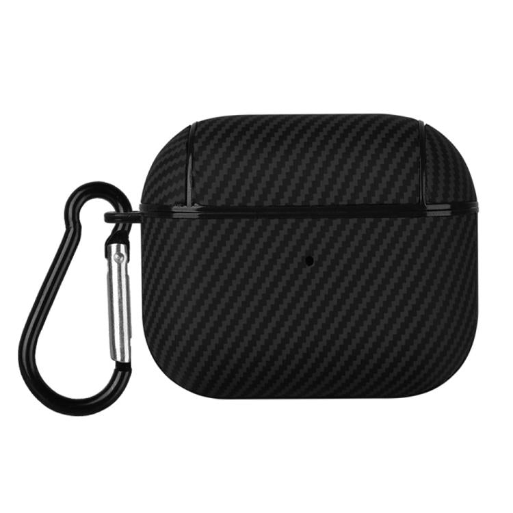 Carbon Fibre Texture PU Earbuds Box PC Case with Hook