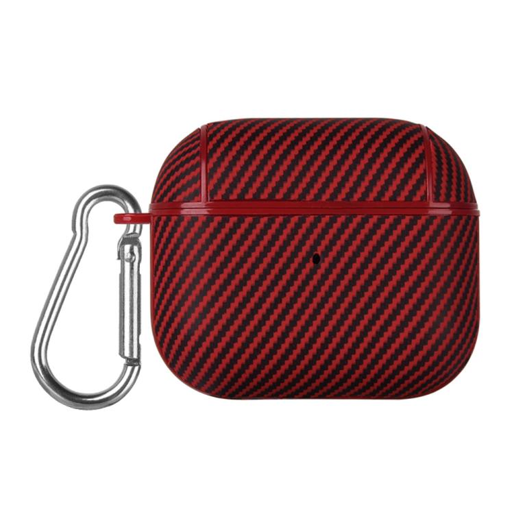 Carbon Fibre Texture PU Earbuds Box PC Case with Hook