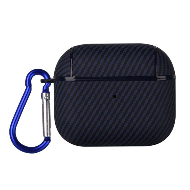 Carbon Fibre Texture PU Earbuds Box PC Case with Hook