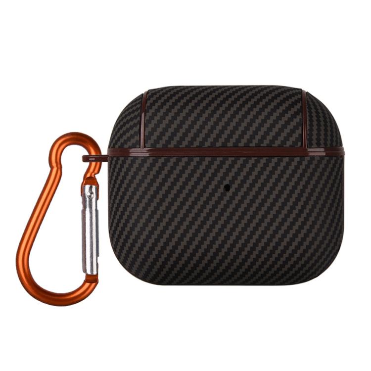 Carbon Fibre Texture PU Earbuds Box PC Case with Hook
