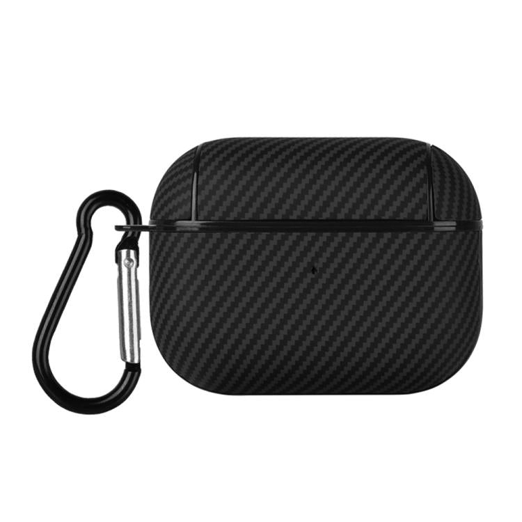 Carbon Fibre Texture PU Earbuds Box PC Case with Hook